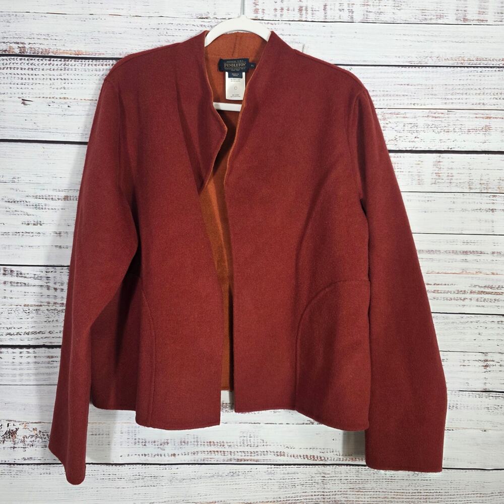 Pendleton Women's Wool Double Face Short Jacket Orange/Burnt Orange Size XL